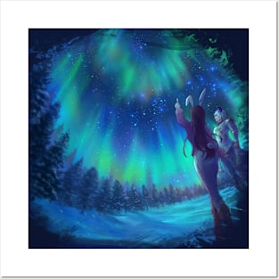 Aurora Night in winter Posters and Art